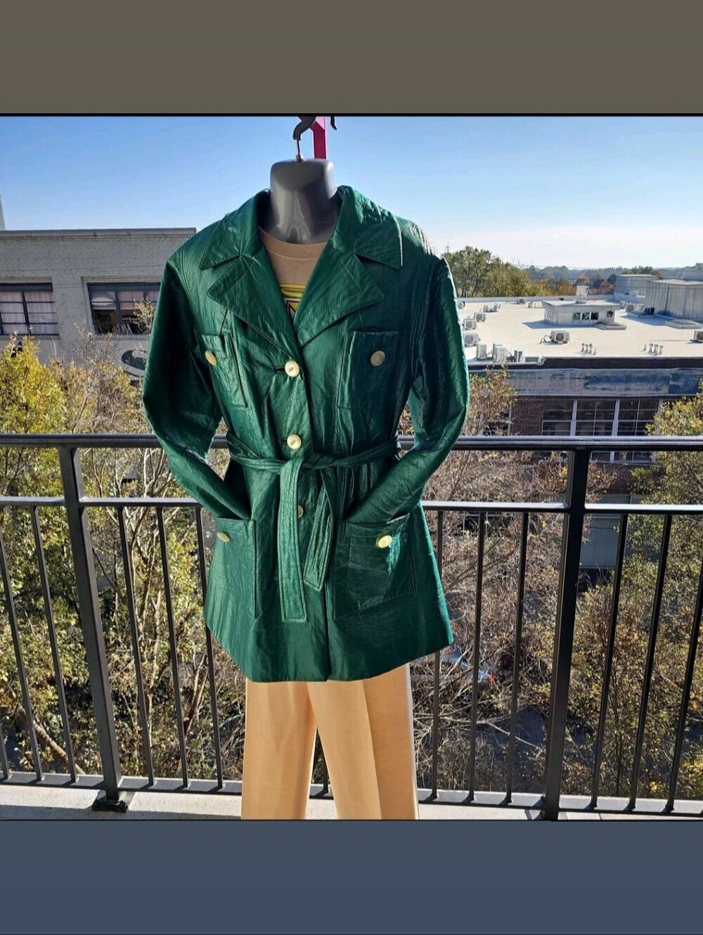 Vintage Lilli Ann 2pc Green & Beige Pant Suit Size Small (T-shirt not included)